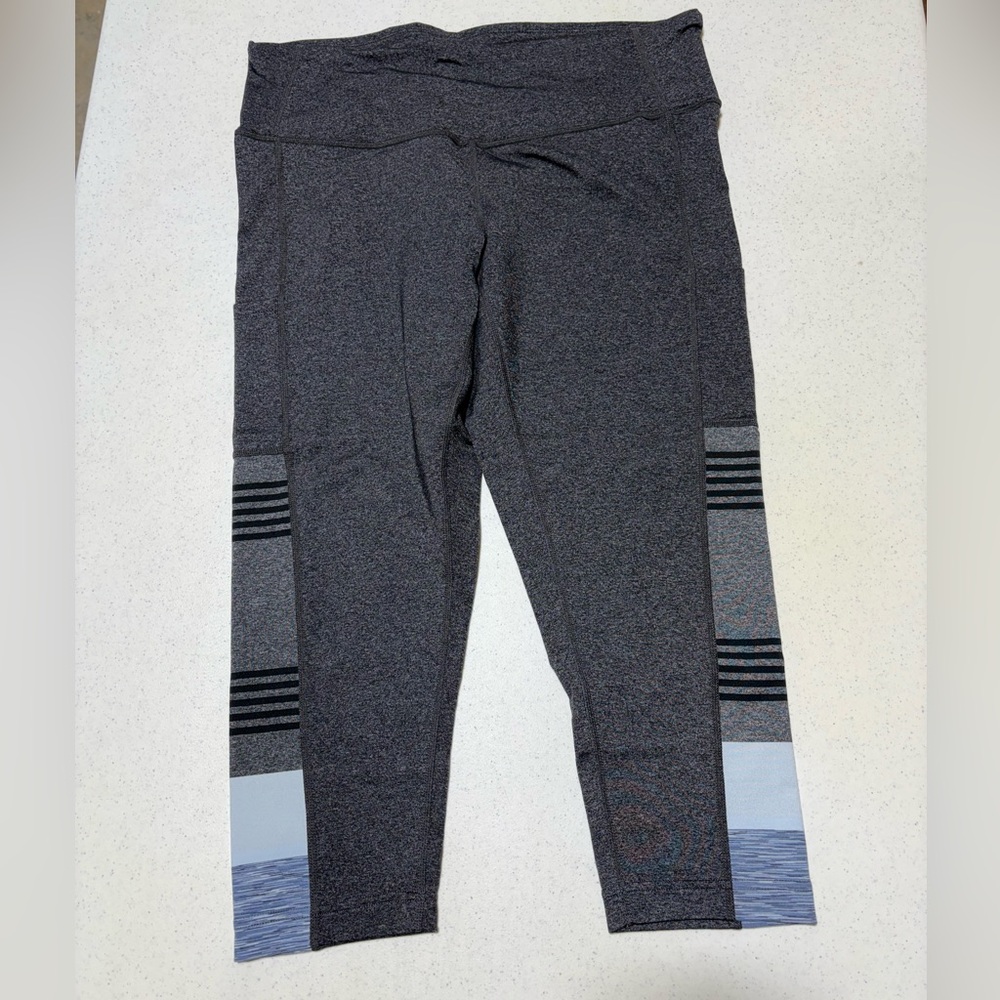 Gray and Blue Striped Leggings